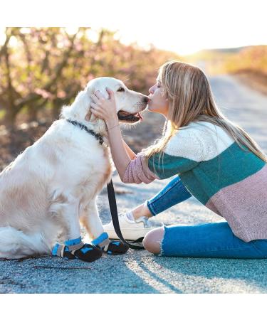 4 Pieces Dog Boots Paw Protector Waterproof Dog Shoes with Reflective Straps Adjustable Washable Non-Slip Dog Shoes Dog Boots for Injured Paws Blue Outdoor Paw Protectors Dog Shoes for Large Dogs(L) L Blue - Buy Online on GoSupps.com
