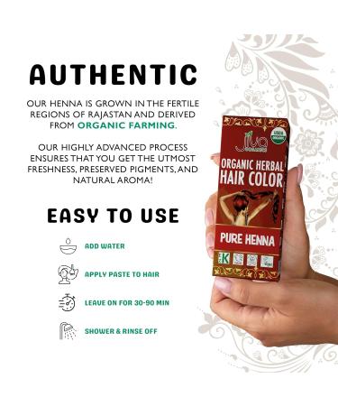Jiva Organic Henna Powder for Hair - 100% Pure Certified Organic Hair Colorant - No Chemicals Vegan Cruelty-Free Shipping Worldwide - Buy Online on GoSupps.com