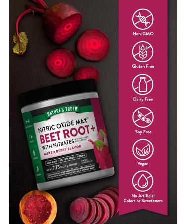 Buy Nature's Truth Beet Root Powder - 7.73 oz Nitric Oxide Supplement | Vegan Non-GMO Gluten Free Pre-Workout | Mixed Berry Flavor - Buy Online on GoSupps.com