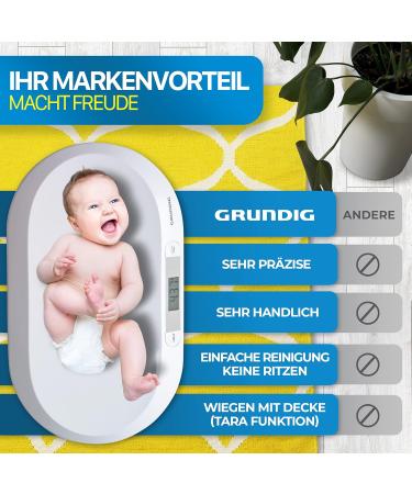 Grundig Babyhage - Digital Children's Scale up to 20kg with LED Display High Accuracy & Tara Function for Weight Control from Birth - Buy Online on GoSupps.com