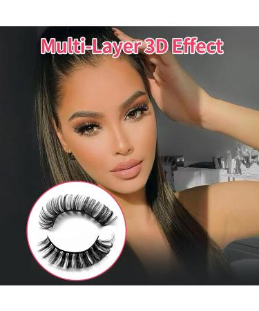 Natural False Eyelashes Wispy Fluffy Cat Eye Lashes Pack 10 Pairs D Curl Lash Strips Faux Mink Fake Eyelash Extensions Cat Eye 3D Eyelash - Buy Online on GoSupps.com
