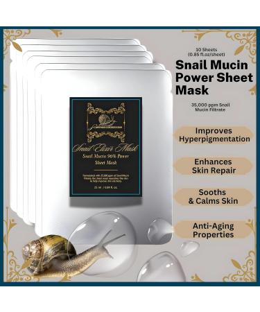 Snail Mucin Sheet Mask | 96% Snail Essence Serum for Skin Repair & Hydration | Korean Skincare | Cruelty-Free Renewal Elixir Face Masks - Buy Online on GoSupps.com