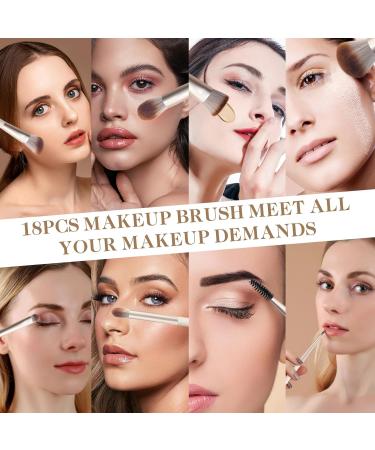 HEYMKGO Makeup Brushes Set 18 Pieces Professional Makeup Brush Set Foundation Eye Shadow Eyebrow Blush Kit Makeup Brush Brush Kit Synthetic Bristles with Storage Gift Box - Buy Online on GoSupps.com
