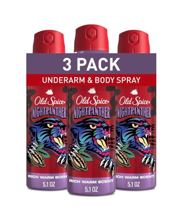 Old Spice NightPanther Body Spray for Men 5.1 Oz (Pack of 3) Nightpanther 5.1 Ounce (Pack of 3)