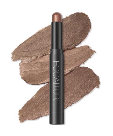 FOCALLURE Shimmer and Matte Cream Eyeshadow Stick Smooth Brilliant Eye Brightener Pencil High Pigment Eye Highlighter Pen for Women Long Lasting Waterproof Eye Shadow and Liners Makeup (COPPER)