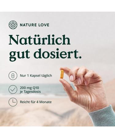 Buy Nature Love Coenzyme Q10 - 200mg Vegan Capsules | 120 High-Dose Capsules | Herbal Fermentation | Made in Germany - 4 Month Supply - Buy Online on GoSupps.com