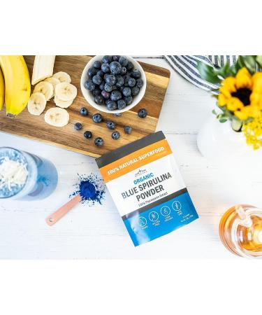 Organic Blue Spirulina Powder - 100% Pure Superfood for Smoothies & Protein Drinks - Non GMO, Gluten-Free, Dairy-Free, Vegan - USDA Certified - 30 Servings - Buy Online on GoSupps.com