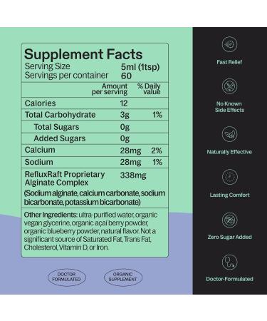 RefluxRaft Acid Reflux Therapy with Organic Alginate Rapid & Long Lasting Gerd LPR & Digestion Symptom Support Zero Sugar Gluten Free Low Sodium Berry Burst 47 Gel Servings 8 OZ Bottle 2 Pack - Buy Online on GoSupps.com