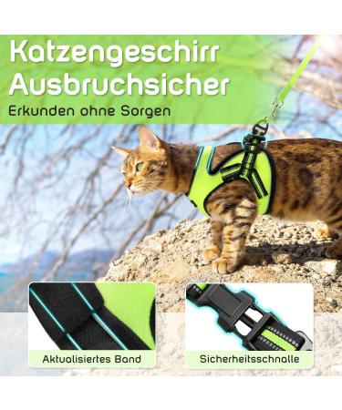 Aokcats Adjustable Soft Reflective Cat Harness Set with Leash & Dishes - Leak-Proof Design for Kittens & Rabbits - Light Green - Buy Online on GoSupps.com