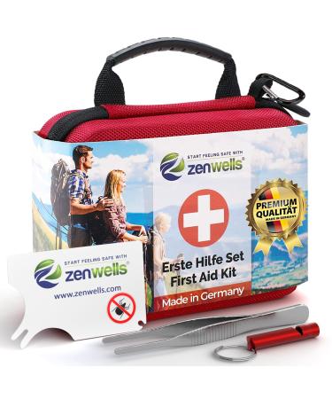 First Aid Kit Outdoor - Bicycle Hiking Accessories - First Aid Kit with tick card & signal whistle according to DIN 13167