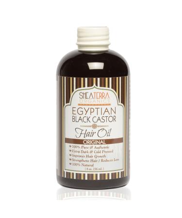 Shea Terra Organics 100 Percent Pure Egyptian Black Castor Extra Virgin Oil | All-Natural Strengthening and Conditioning Hair Oil for Healthy Hair Growth and Scalp  8 oz