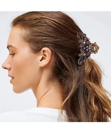 CROWN GUIDE Vintage Rhinestone Hair Claw | Crystal Jaw Clip for Women | Decorative Flowers Barrette | Purple Alloy Hair Clasp | Pack of 1 - Buy Online on GoSupps.com