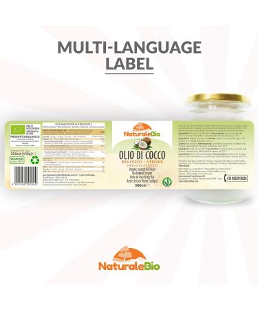 Organic Virgin Coconut Oil 500ml | Raw Cold Pressed from Sri Lanka | NaturaleBio Unrefined & Natural | Pack of 1 - Buy Online on GoSupps.com