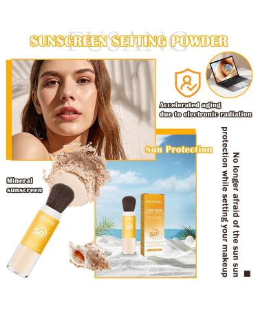 Buy SPF 50++ Mineral Sunscreen Setting Powder | Lightweight Matte Translucent Face Powder with Brush | Oil Control & Breathable Concealer - International Shipping Available - Buy Online on GoSupps.com