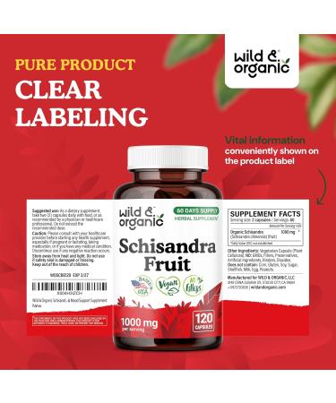 Wild & Organic Schisandra Berry Capsules 1000 mg - Mood & Relaxation Support - Schisandra Powder Extract Supplement - Vegan No Fillers Non-GMO - 120 Count 120 Count (Pack of 1) - Buy Online on GoSupps.com