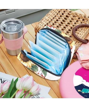 MUOOUM Menstrual Artery Bag | Zipper Tampon Organizer for Women & Girls | Leopard Sunflowers Design 4.7x6.6x6.6 in - Buy Online on GoSupps.com