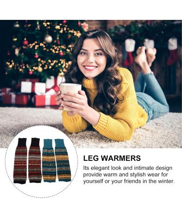 Holibanna Women's Long Boot Cuff Covers - Knitted Ankle Warmers & Boho Accessories - 2 Pairs of Warm Socks - Buy Online on GoSupps.com
