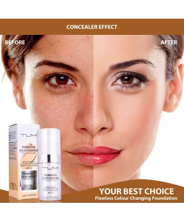 Avashine Color Changing Foundation 30ml SPF 15 | All-Day Flawless Makeup | Lightweight & Fragrance-Free | Warm Skin Tone - Buy Online on GoSupps.com