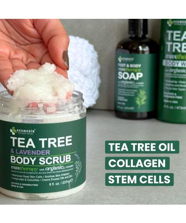 Kesmedik Pure Tea Tree Oil Body & Foot Scrub Himalayan Salt Exfoliating Scrub with Stem Cells & Shea Butter Antifungal Defense Acne Support Itchy Skin Relief Removes Dead Skin & Rough Patches - Buy Online on GoSupps.com