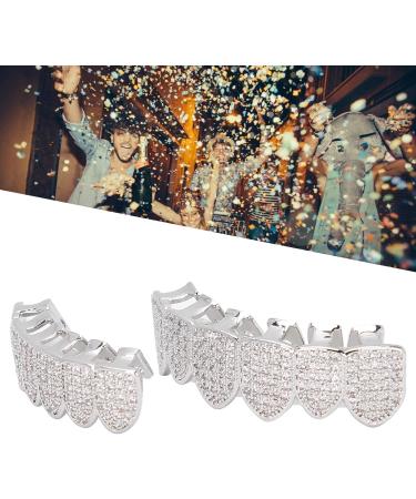 Cold-Plated Copper Teeth Set for Halloween | Bling Hip Hop Mouth Grills in Silver & Gold Finish - Perfect for Men & Women - Buy Online on GoSupps.com