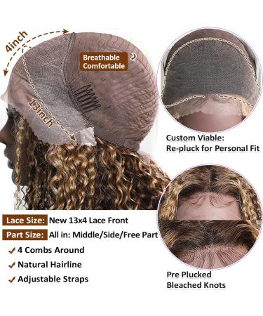 CYNOSURE 26 Curly Honey Blond Ombre Highlight Lace Front Human Hair Wig - Pre Plucked & Invisible - Women's 26 Inch - Buy Online on GoSupps.com