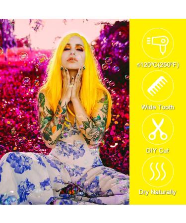 Light Yellow Long Natural Straight Synthetic Wig - Heat-Resistant Lace Front for Cosplay & Daily Wear (61cm) - Buy Online on GoSupps.com