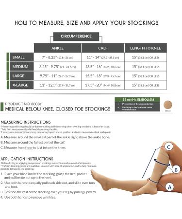 Truform Short Length Surgical Stockings | 18 mmHg Compression for Men & Women | Closed Toe Beige | Medium Size (1 Pair) - International Shipping Available - Buy Online on GoSupps.com