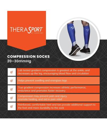 TheraSport Large White Athletic Performance Socks | 20-30mmHg Moderate Compression - Buy Online on GoSupps.com