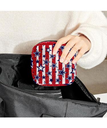 Portable Women's Bandages Storage Bag - Menstrual Pad & Tampon Zipper Bag for Teens & Women - Striped Star Multicolored Red - Buy Online on GoSupps.com