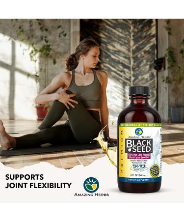Amazing Herbs Premium Black Seed Oil - Cold Pressed Nigella Sativa for Digestive Health, Immune Support, Brain Function & Joint Mobility - 8 Fl Oz - Buy Online on GoSupps.com