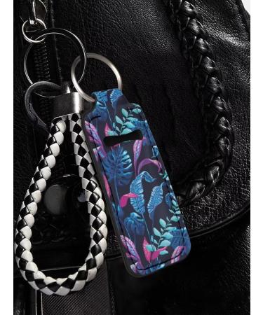 Tropical Palm Leaves Lip Gloss Tube Holder Keychain | Portable Chapstick Sleeve for Travel - Buy Online on GoSupps.com