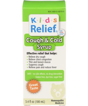Homeolab USA Kids Relief Cough & Cold Syrup For Kids 0-12 Yrs 3.4 fl oz (100 ml)