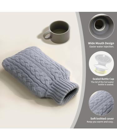 Samply 2L Hot Water Bottle with Knitted Cover for Hot & Cold Therapy - Grey | Hand, Feet, Neck & Shoulder Pain Relief - Buy Online on GoSupps.com