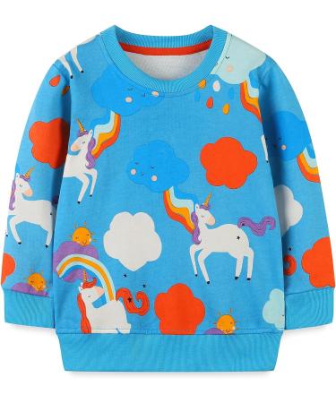 Girls Unicorn Sweatshirt - Long Sleeve Cotton Top for Toddlers (3-4 Years) | Casual Jumper for Kids Age 1-12 Years - Buy Online on GoSupps.com