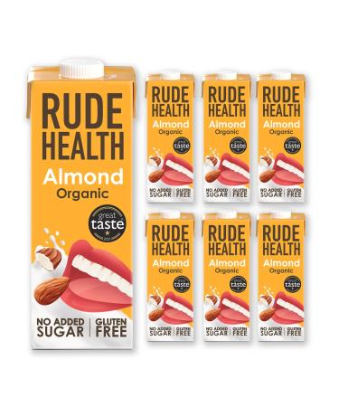 Rude Health 6 x 1 liter organic almond drink 100% natural organic drink lactose -free milk -free and gluten -free without adding sugar healthy and vegan almond (6 pieces)