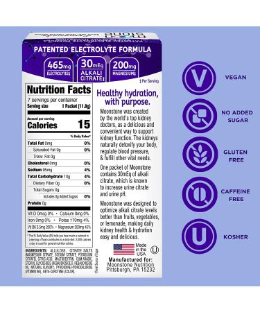Moonstone Kidney Cleanse & Support Drink Mix - Keto Electrolyte Hydration Powder with Stone Prevention - Chanca Piedra Alternative - Magnesium & Potassium - 7 Pack Lemonade 2.8oz - Buy Online on GoSupps.com