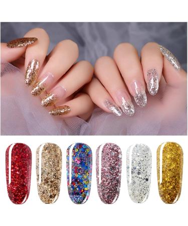 Vishine Gel Nail Polish Set 6 Colors - Stunning Glitter Collection Nail Art Gift Box Soak Off UV LED Gel Polish Starter Kit - Buy Online on GoSupps.com