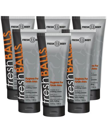 Fresh Body FB - Fresh Balls Lotion, 3.4 fl oz (6 Pack) | Men's Anti-Chafing Soothing Cream to Powder Balls Deodorant and Hygiene for Groin Area - Buy Online on GoSupps.com