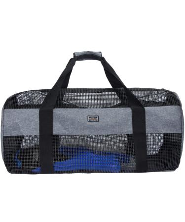 PACMAXI Mesh Diving Duffel Bag, Collapsible Large Beach Bags and Totes with Zipper, Diving and Snorkeling Gear & Equipment Tote Holds Mask, Fins, Snorkel. black