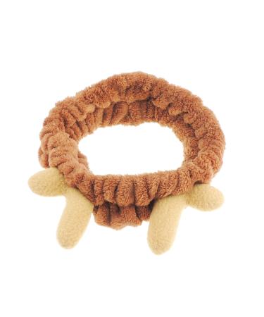 Womens Girls Festive Warm Winter Cold Weather Snow Knitted Ear Muffs Warmers Christmas Costume Headband Head Hair Alice Band Hairband Deeley Plush Deer Antler Ears Reindeer Stag Elk (Dark Brown Beige)