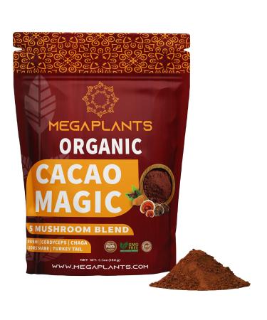 Cacao Magic | Superfood 5 Mushroom Blend for Focus, Mental Clarity & Energy | Lions Mane, Reishi, Chaga, Cordyceps, Turkey Tail | Smoothie, Hot Chocolate, Coffee Alternative (50 Servings)