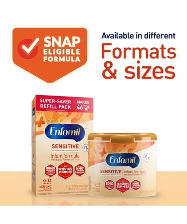 Enfamil Sensitive Baby Formula with DHA Iron & Prebiotics to help support Brain & Immune Support Inspired by Breast Milk - 19.5 Oz - Buy Online on GoSupps.com