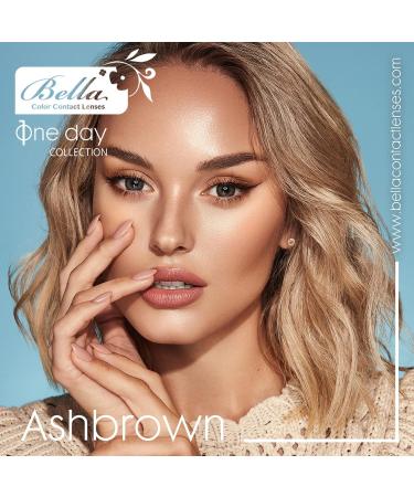 Bella 1-Day Colored Contact Lenses in Ash Brown - Natural Anthracite Color for Dark Eyes Dioptre -0.00 10x Daily Lenses - Buy Online on GoSupps.com