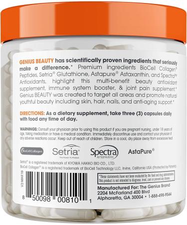 Genius Beauty Hair Skin & Nails Vitamins - 60 Capsules | Premium Beauty Supplements - Buy Online on GoSupps.com