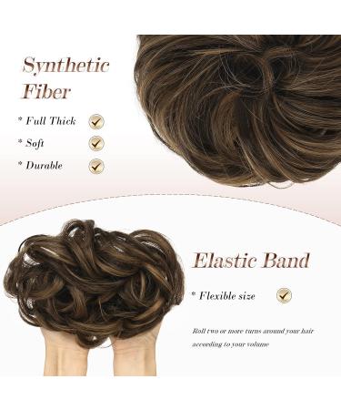 Fine Hair Part with Rubber Band | Dutt Hair Tubes & Synthetically Hair Extensions for Women & Girls - Dark Brown & Caramel Blonde 38g - Buy Online on GoSupps.com