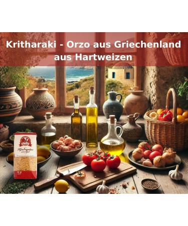 Stella Kritharaki Noodles (Orzo) - Greek rice noodles - 12 x 500g (made from durum wheat semolina containing gluten) + Kalas fine salt 250g - Buy Online on GoSupps.com