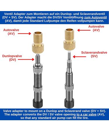3 Pack Bicycle Valve Adapter for Dunlop & Sklaverand to Schrader | Presta Converter | DV + SV to AV | Wheel Valve Adapters - Buy Online on GoSupps.com