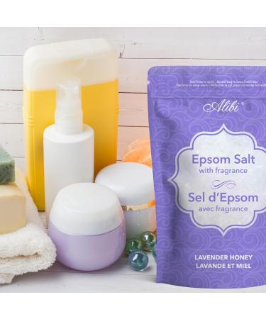 Alibi Scented Epsom Salt Bath - Honey & Lavender Epsom Salts 454G - Natural Magnesium Sulfate Crystals - Reaselable Bag 454 g (Pack of 1) - Buy Online on GoSupps.com