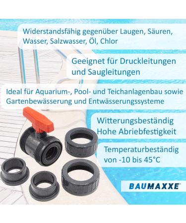 PVC Ball Tap 50mm | 1 1/2 Inch Shut-Off Tap for Adhesive Muffles & Fittings | 2-Way Connector for Pool & Pond Construction | BM_116 50mm - Buy Online on GoSupps.com