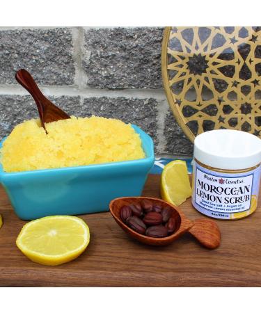 Moroccan Lemon Dead Sea Salt Scrub | Face & Body | Non clogging | Argan oil | Natural exfoliator || Made in Canada - Muslim Cosmetics - Moroccan Lemon Scrub (4oz (120ml)) 4 Ounce (120ml) - Buy Online on GoSupps.com